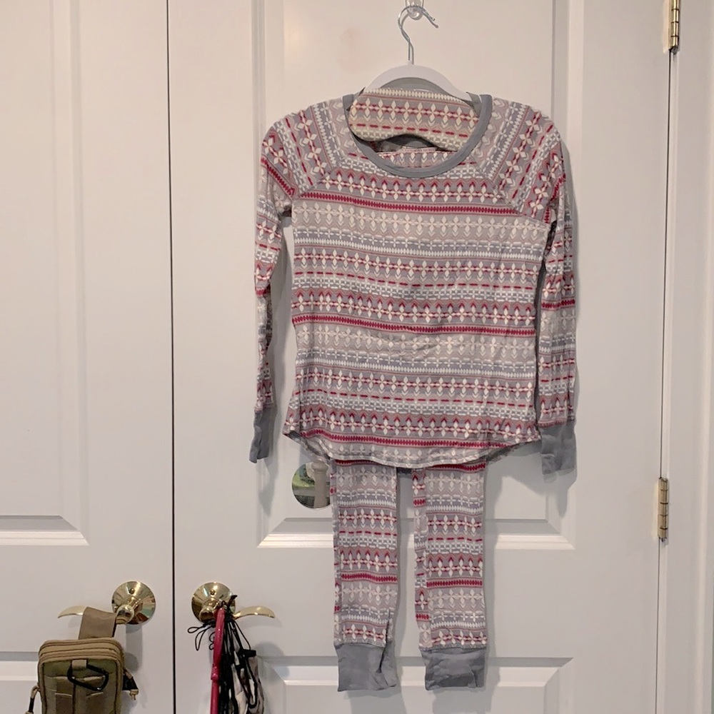 Victoria’s Secret XS pink/grey pattern pajama set.